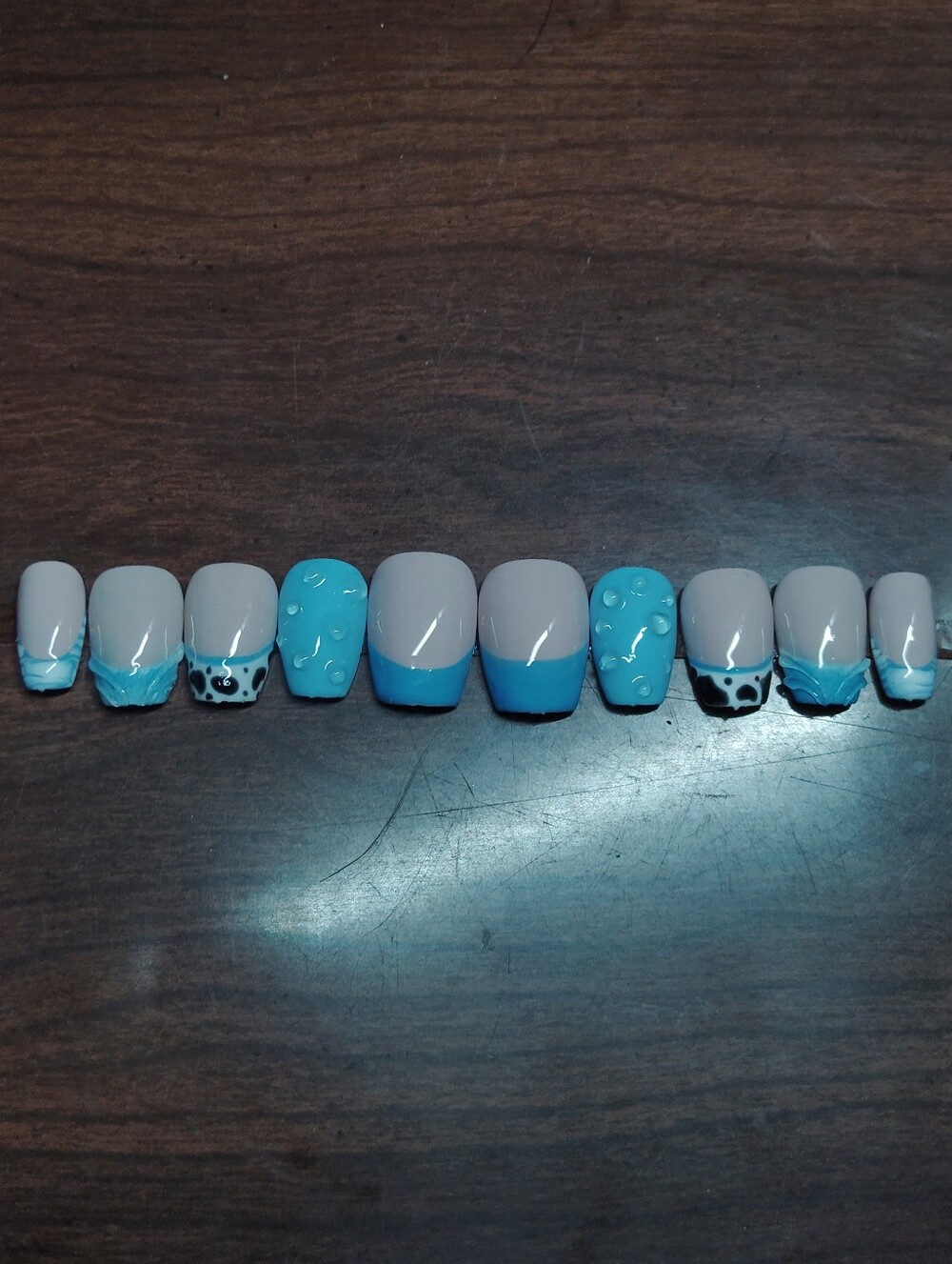 Handmade Blue And White Press Ons
